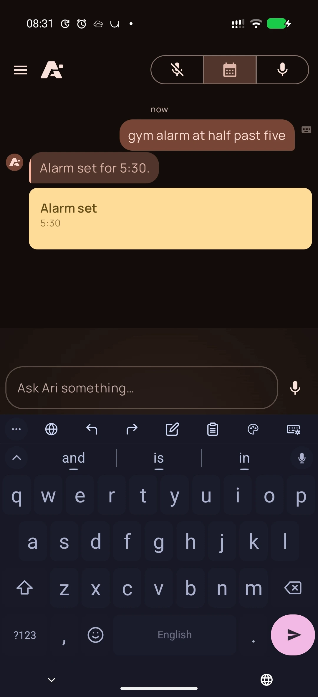 Alarm on Android, screenshot 2