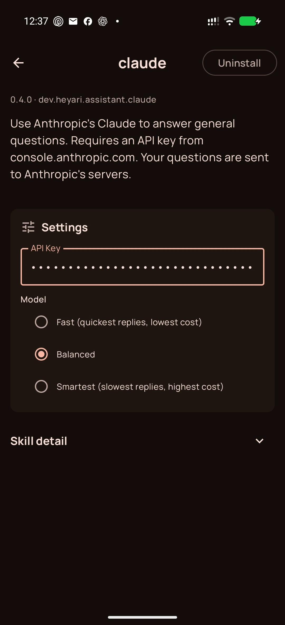 Claude on Android, screenshot 3