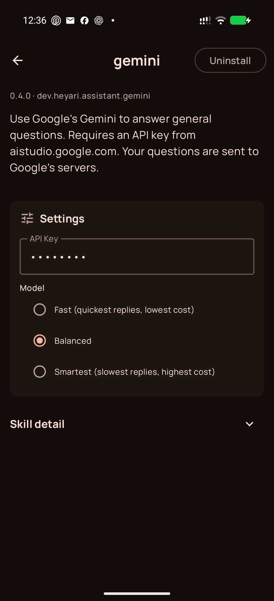 Gemini on Android, screenshot 3