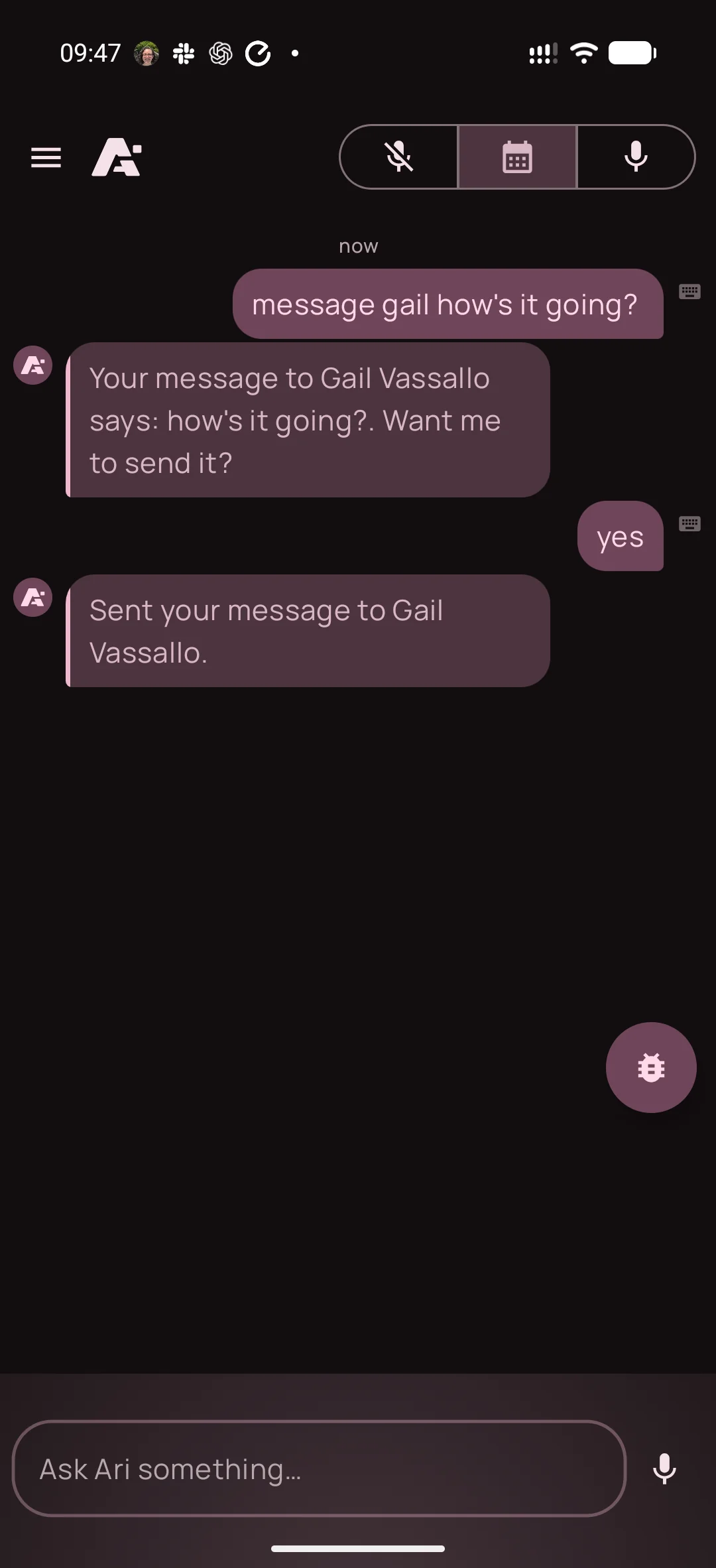 Message on Android, screenshot 1