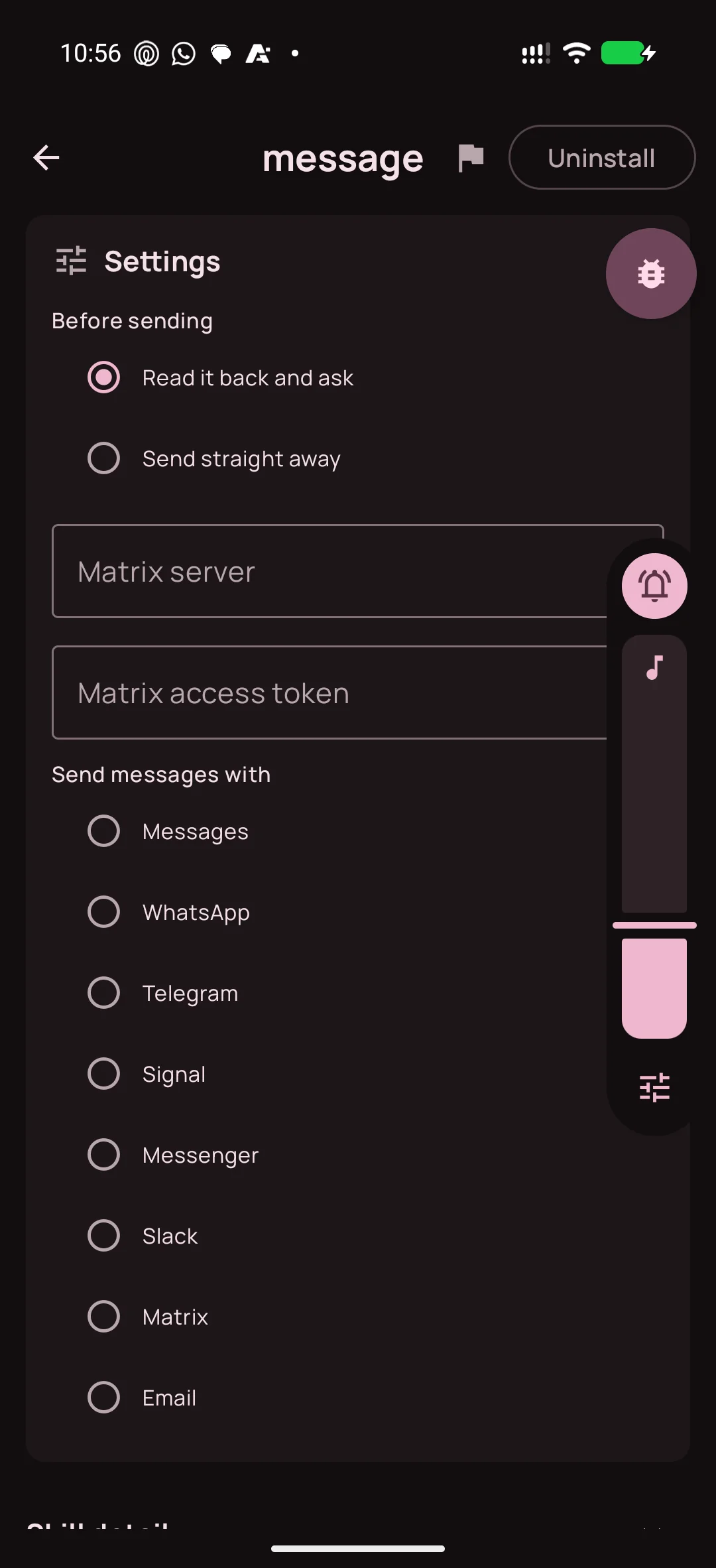 Message on Android, screenshot 3