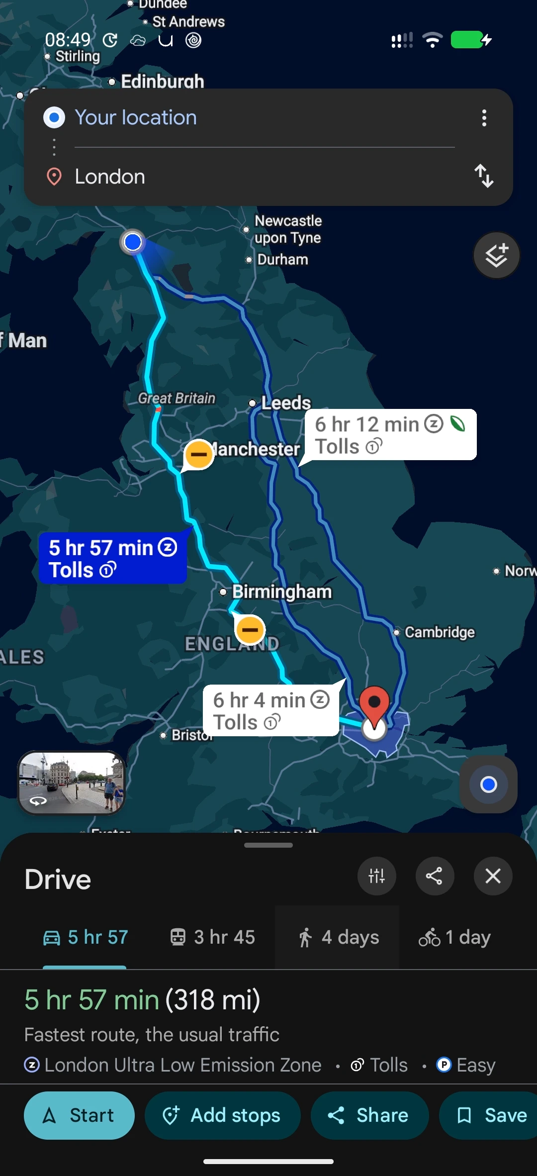 Navigation on Android, screenshot 2